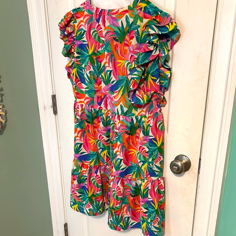 Colorful Dress with Ruffle Sleeves